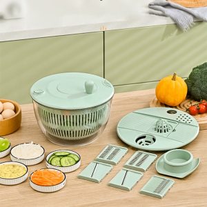 3f0350dacd752120d917abd3274258af42c873b3e97a147bdab0f171af87a65a.jpg 9-in-1 Multifunctional Large Capacity Salad Spinner & Slicer