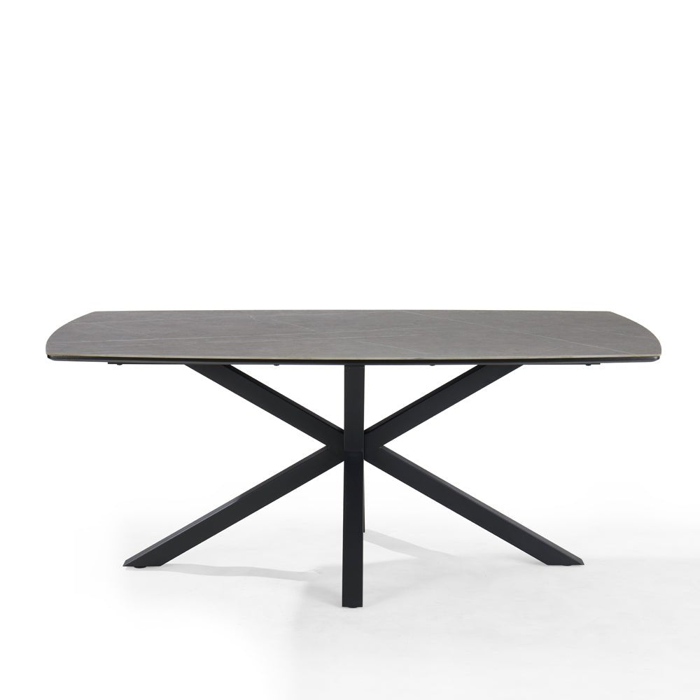 Verona Grey 150cm Ceramic Dining Table & 4 Elda Chairs, White Boucle - Image 3