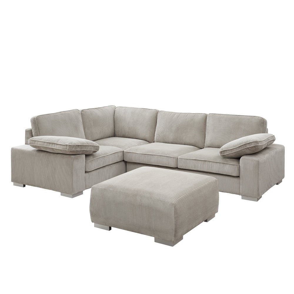 Birkdale Left-Hand Facing Corner Sofa With Footstool, Mocha Cord - Image 2