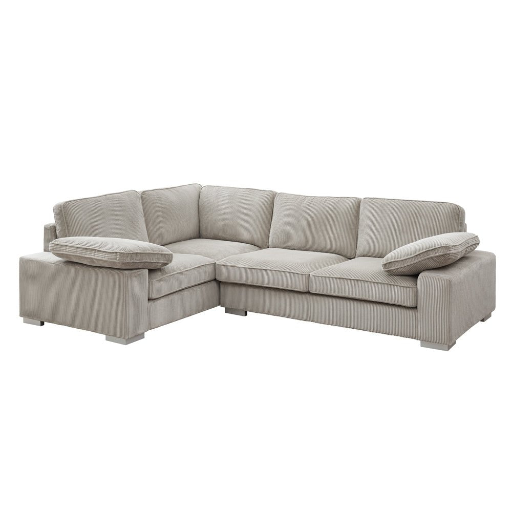 Birkdale Left-Hand Facing Corner Sofa With Footstool, Mocha Cord - Image 3