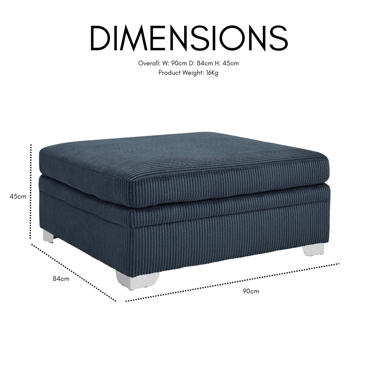 Alcott Left-Hand Corner Sofa With Footstool, Dark Blue Jumbo Cord - Image 4