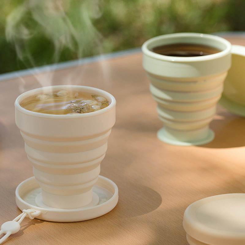 Silicone Collapsible Travel Cup with Lid & Lanyard - Image 3